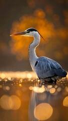 Heron in golden light