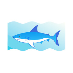 Fototapeta premium Shark Vector Illustration Swimming Side View Minimal