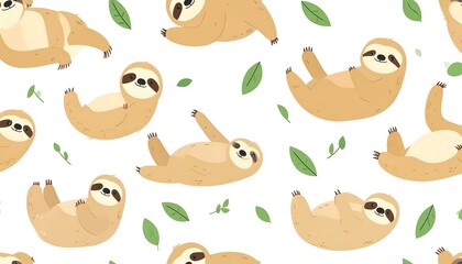 Fototapeta premium Cute sloth pattern