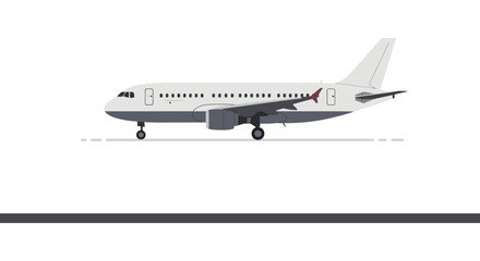 Commercial Airplane Illustration Side View of Passenger Jet on White Background