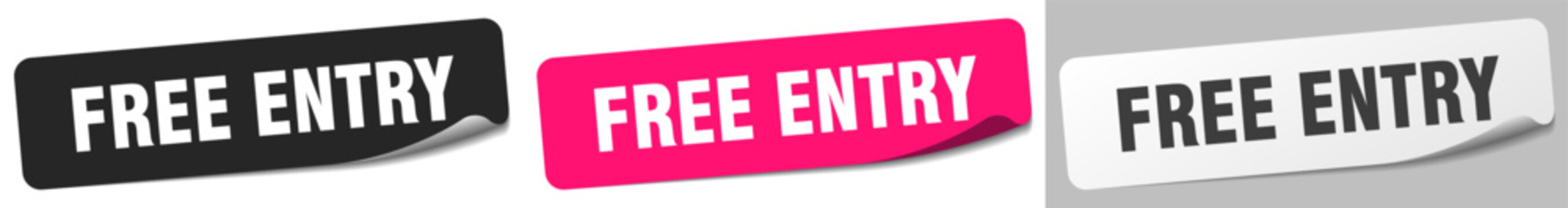 free entry sticker. free entry sticker set on white background