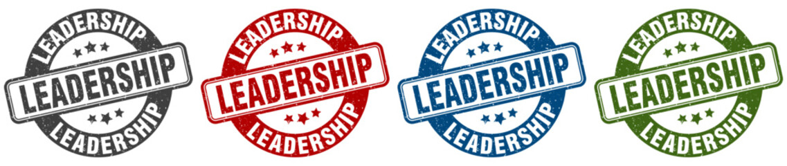 leadership stamp. leadership round stamp set isolated on white background
