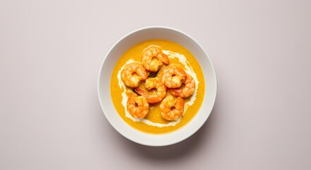 Delicious shrimp bisque seafood soup creamy sauce gourmet cuisine fine dining culinary art food photography