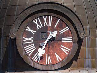 Ancient clock  at the tower. Vintage clock