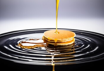 Three pancakes floating on top of a body of water.