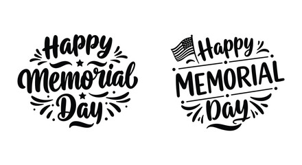 Happy Memorial Day vector graphics with American flag for holiday celebration
