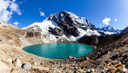 High-altitude lake nestled in a mountain valley