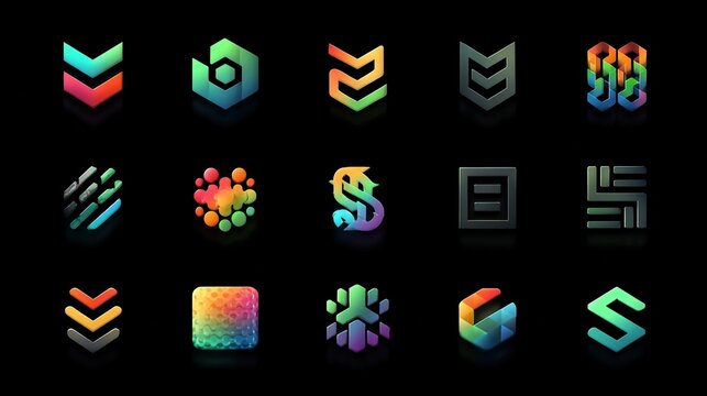 Logo templates with customizable shapes, icons, and fonts in modern and minimal styles, perfect for businesses, branding, and startups