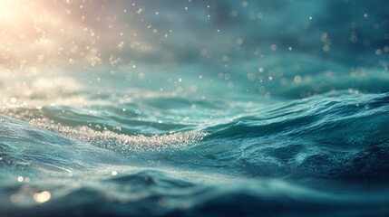 Close-Up View of Crystal Blue Water with Sunlight Shimmering Through Waves