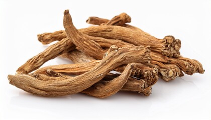 photo of chinese skullcap huang qin root isolated on white background