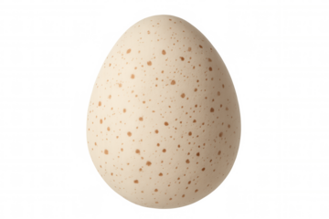 Speckled brown chicken egg resting on clean transparent surface, highlighting natural eggshell texture and coloration