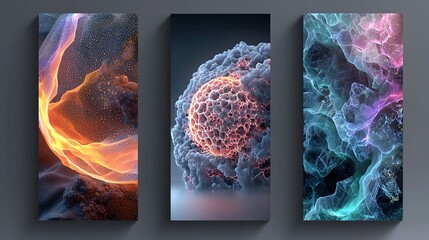 NFT banner templates with futuristic graphics and digital art display layouts, ideal for online galleries, portfolios, and crypto sites