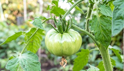 Green tomato on vine (1)