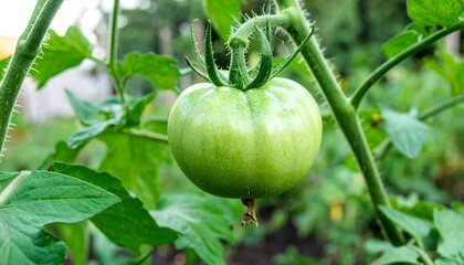 Green tomato on vine (2)