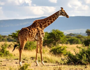 Giraffe in African savanna (4)
