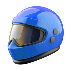 Fototapeta premium 3d glossy blue motorcycle helmet with tinted visor
