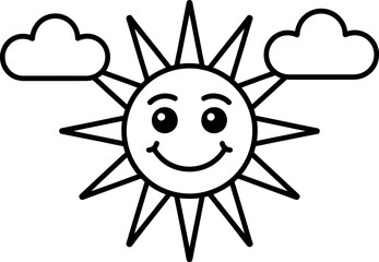 sun and cloud line art