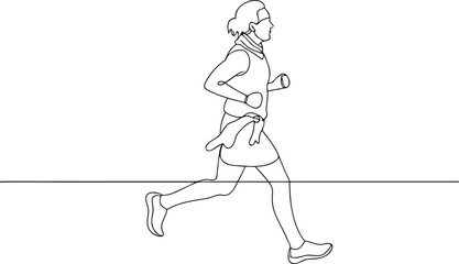 Continuous line art of woman running race