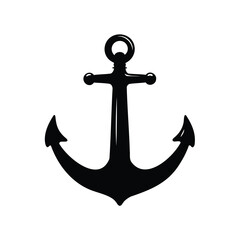 Elegant black anchor illustration, representing seafaring, maritime adventures, and nautical symbolism, vintage anchor silhouette vector illustration