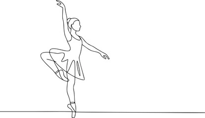 Elegant Ballerina Dancing Minimalist Line Art Design