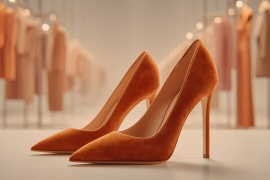 Luxurious orange suede high heels, an elegant choice for sophisticated style.