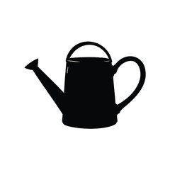 Black silhouette of a watering can for gardening and plant care activities, watering can silhouette vector illustration