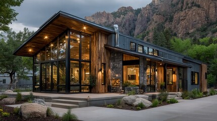 Obraz premium Passive solar houses using smart layout, large windows, and thermal mass, perfect for energy efficiency, design, and sustainability