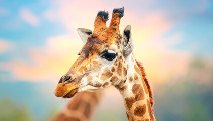 Naklejka premium Giraffe portrait, soft colors