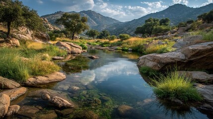 Fototapeta premium Perched water tables occur when groundwater is trapped above an impermeable layer, influencing local hydrology and plant communities