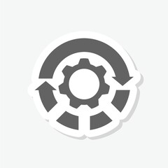 Gear rotate icon sticker isolated on gray background
