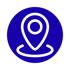 Blue circle with white location pin icon
