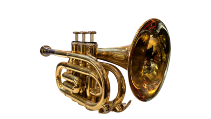 Trumpet Isolated on a White Background with Copy Text Space. Musical Instrument Element for Concert Posters, Cultural Themes, and Art-Inspired Designs. PNG File