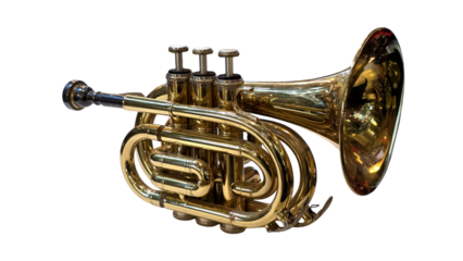 Trumpet Isolated on a White Background with Copy Text Space. Musical Instrument Element for Concert Posters, Cultural Themes, and Art-Inspired Designs. PNG File