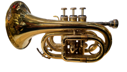 Trumpet Isolated on a White Background with Copy Text Space. Musical Instrument Element for Concert Posters, Cultural Themes, and Art-Inspired Designs. PNG File