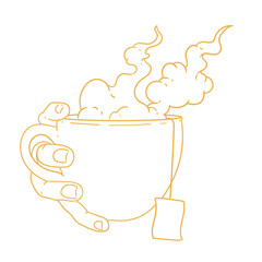 Set of original teacup illustrations. Vintage ink drawing for cards, menus, cafes, baristas, tea houses, or graphic design. In vector format.