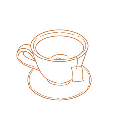 Set of original teacup illustrations. Vintage ink drawing for cards, menus, cafes, baristas, tea houses, or graphic design. In vector format.