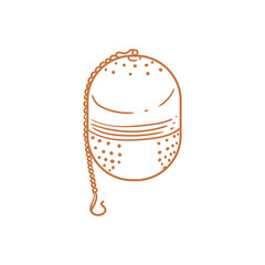 Set of original illustrations of a tea infuser. Vintage ink drawing for cards, menus, cafes, baristas, tea houses, or graphic design. In vector format.