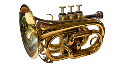 Trumpet Isolated on a White Background with Copy Text Space. Musical Instrument Element for Concert Posters, Cultural Themes, and Art-Inspired Designs. PNG File