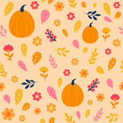 Autumn seamless pattern. Thanksgiving colorful background. 