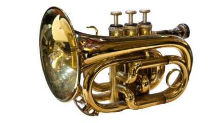 Trumpet Isolated on a White Background with Copy Text Space. Musical Instrument Element for Concert Posters, Cultural Themes, and Art-Inspired Designs. PNG File