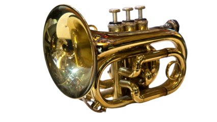 Trumpet Isolated on a White Background with Copy Text Space. Musical Instrument Element for Concert Posters, Cultural Themes, and Art-Inspired Designs. PNG File