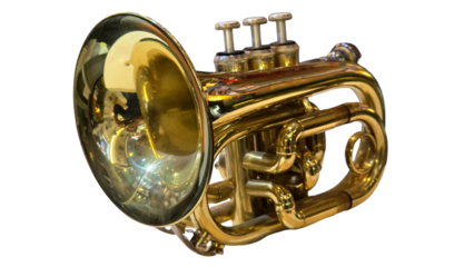 Trumpet Isolated on a White Background with Copy Text Space. Musical Instrument Element for Concert Posters, Cultural Themes, and Art-Inspired Designs. PNG File