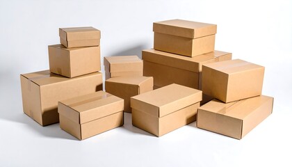 Fototapeta premium Cardboard boxes arranged in a pile