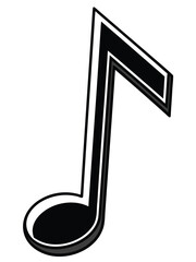 Eighth Note Music Symbol Graphic Design in Black and White for Musical Concepts and Education Materials