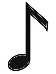 Musical Note Symbol Illustration Black and White for Creative Projects and Design Templates Featuring Music and Artistic Expression in Modern Style