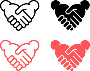 Obraz premium Heart handshake icon vector illustration symbol agreement
