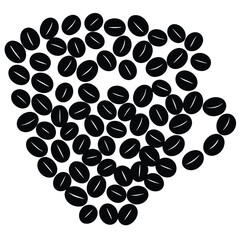 coffee beans forming shape of coffee cup