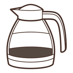 Stylized Vector Illustration of a Coffee Pot with Brown Liquid Coffee Inside for Menu Design or Coffee Shop Branding and Promotion