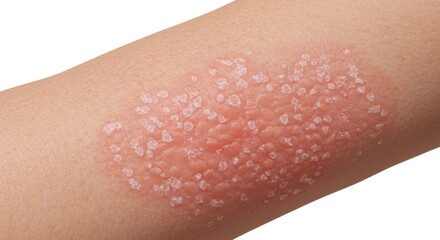 Fototapeta premium Acute Psoriasis on Elbows and Knees with Psoriatic Arthritis Showing Red, Inflamed, and Flaky Skin Rash in Medical Dermatology Context