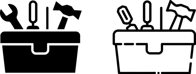 Toolbox vector icon set tool kit repair equipment maintenance